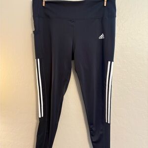 adidas Black Leggings with White Side Stripes